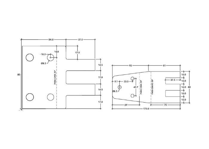 Bisagra Lateral con Rebajo